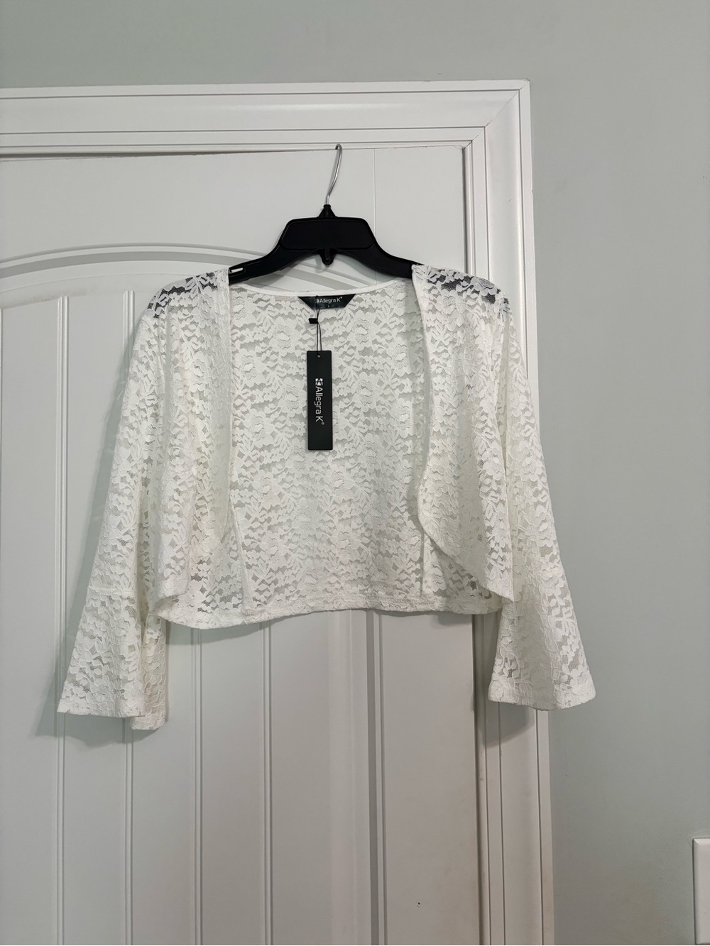 Speechless White Lace bolero style Open-Front Sweater